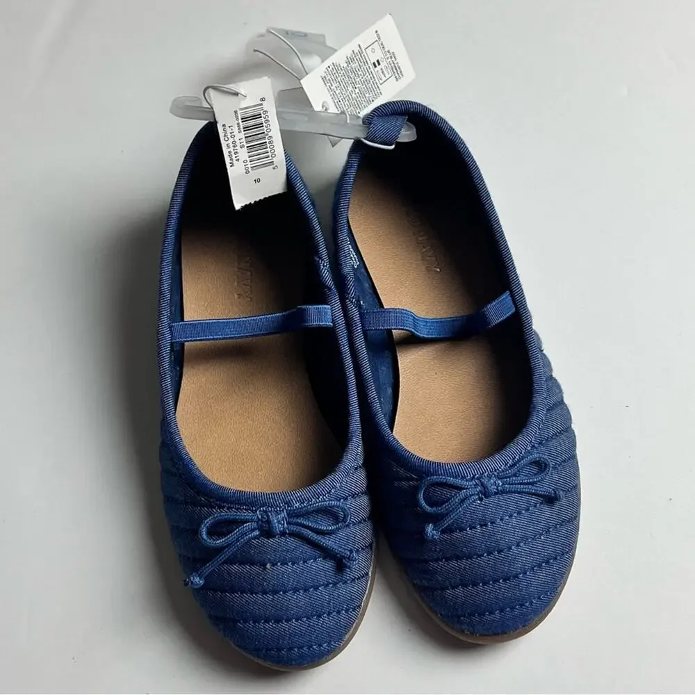 Old Navy Toddler Girl Cute and Stylish Comfortable Chambray Blue Ballet Flats